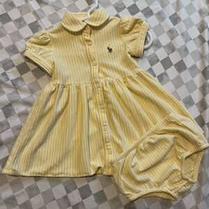 Ralph Lauren Pastel Yellow Striped Baby Dress